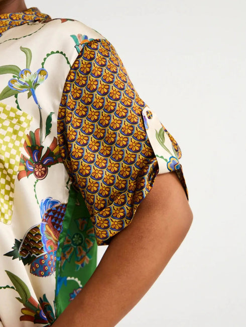 'Qadira' Multicolour Print Button Up Shirt and Pants Set - Celes Fashion